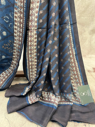 Blue HBP Mulberry Silk Saree-SRBMSS126