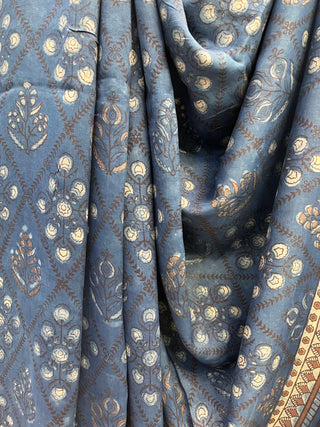 Blue HBP Mulberry Silk Saree-SRBMSS126