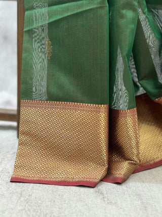 Green Maheshwari Cotton Silk Saree - SRGMCSS220