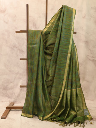 Mehndi Green Tussar Silk Saree - SRMGTSS357