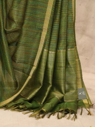 Mehndi Green Tussar Silk Saree - SRMGTSS357