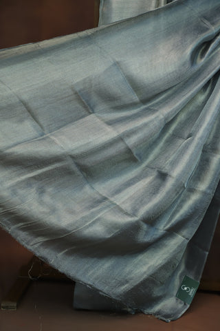 Bluish Grey Tussar Tissue Silk Saree-SRBGTTSS287