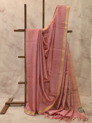Pink Tussar Silk Saree - SRPTSS359