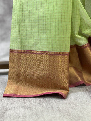 Green Silk Maheshwari Saree -SRGTSMS117