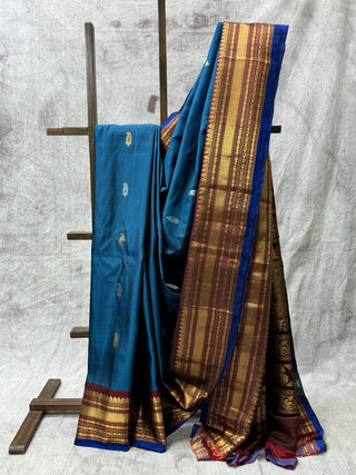 Blue Gadwal Silk Saree - SRSBGSS119