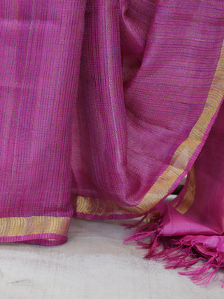 Rani Pink Tussar Silk Saree - SRRPTSS390