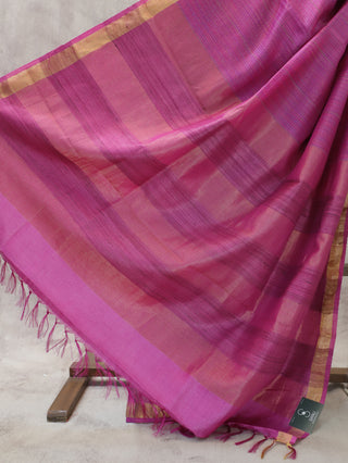 Rani Pink Tussar Silk Saree - SRRPTSS390