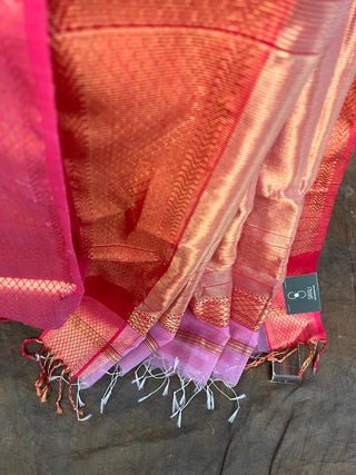 Baby Pink Cotton Silk Maheshwari Saree - SRBPCSMS135