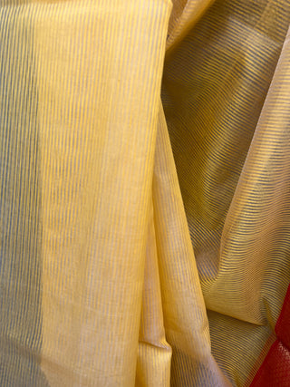 Yellow Cotton Silk Maheshwari Saree - SRYCSMS137