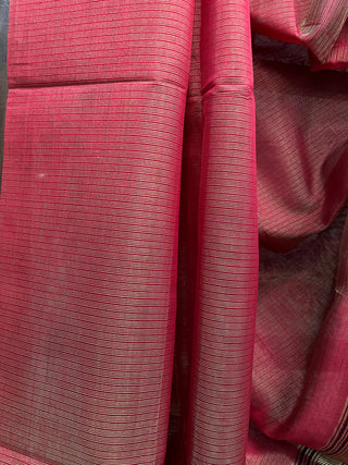 Red Maheshwari Tissue Silk Saree - SRRMTSS100