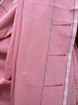 Baby Pink Cotton Paithani Saree With Munia Border - SRBPCPS95