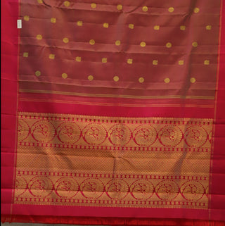Pink-Brown Kanjeevaram Silk Saree-SRPBKSS50