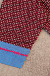 Maroon Big Checks Cotton Patteda Anchu Blouse