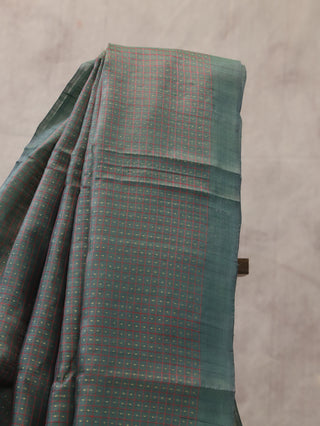 Olive Green Tussar Silk Saree - SROGTSS386