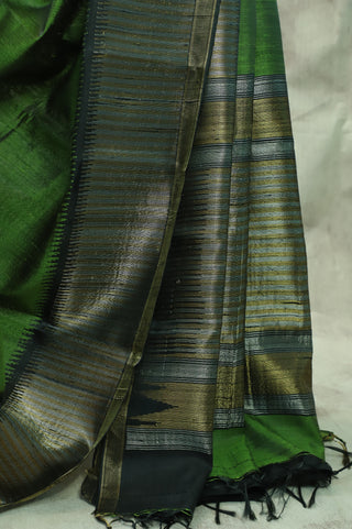 Green Raw Silk Saree-SRGRSS125