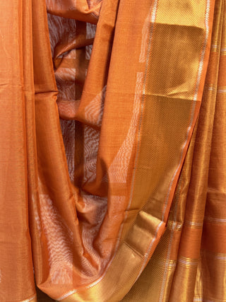 Orange Maheshwari Tissue Silk Saree- SROMTSS167