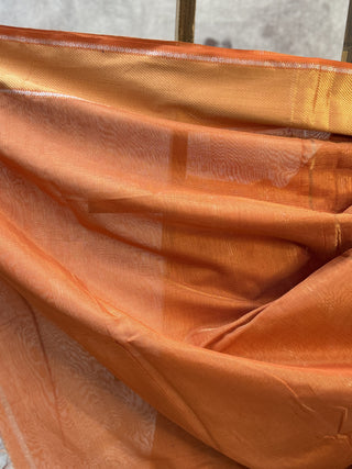 Orange Maheshwari Tissue Silk Saree- SROMTSS167