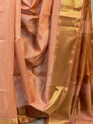 Peach Maheshwari Tissue Silk Saree- SRPMTSS169