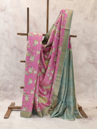 Pink Tussar Silk Digital Print Saree -SRPTSDPS417