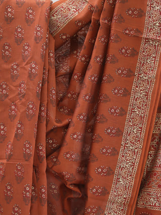 Brown HBP Cotton Silk Chanderi Saree-SRBCSCS383