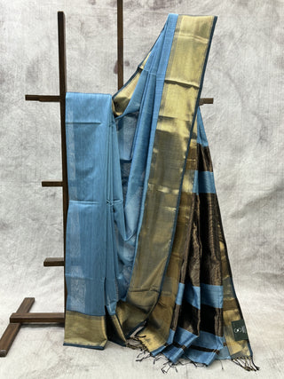 Blue Cotton Silk Maheshwari Saree - SRBCSMS147