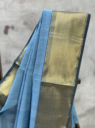 Blue Cotton Silk Maheshwari Saree - SRBCSMS147