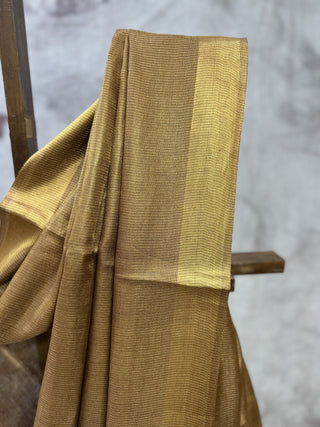 Golden Brown Tussar Silk Saree-SRGBTSS565