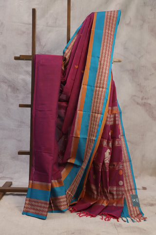 Majenta Kanchi Cotton Saree - SRMKCS68