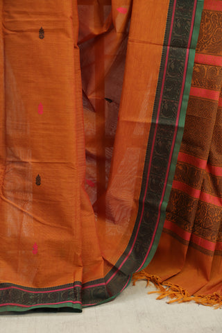 Rust Orange Kanchi Cotton Saree - SRROKCS69
