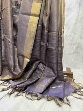 Purple Tussar Silk Saree-SRPTSS558