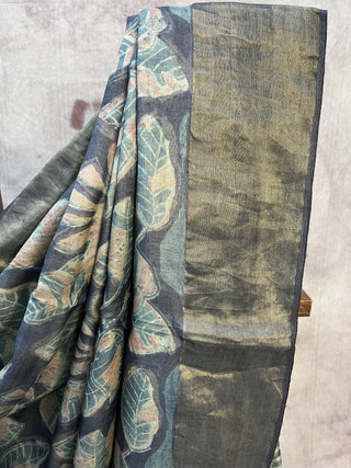 Grey HBP Tussar Silk Saree-SRGTSS438