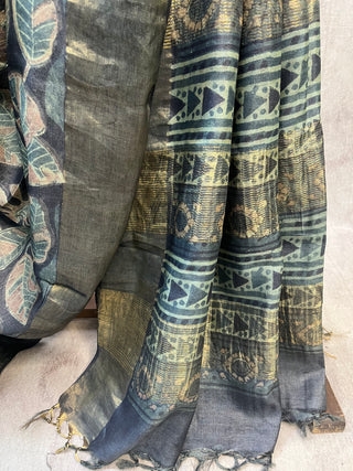 Grey HBP Tussar Silk Saree-SRGTSS438