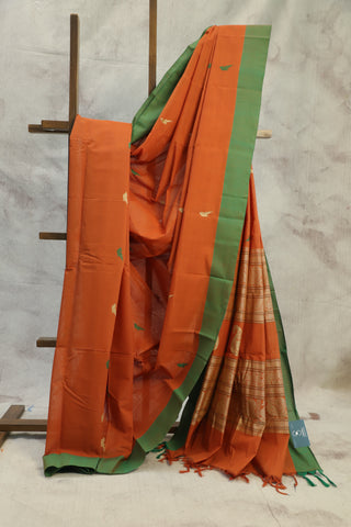 Rust Orange Kanchi Cotton Saree - SRROKCS64