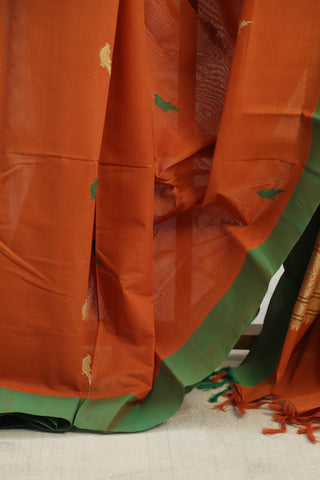 Rust Orange Kanchi Cotton Saree - SRROKCS64