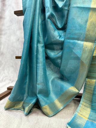 Blue Tussar Silk Saree-SRBTSS568