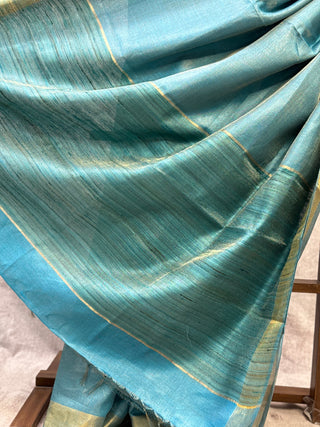 Blue Tussar Silk Saree-SRBTSS568