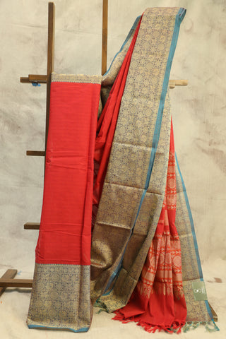 Red Kanchi Cotton Saree SRRKCS3
