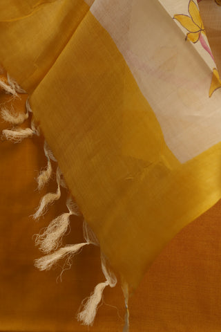 Yellow Tussar Silk Dress Material - SRYTSDM34