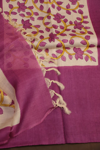 Purple Tussar Silk Dress Material - SRPTSDM33