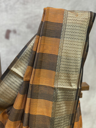 Brown Cotton Silk Maheshwari Saree - SRBCSMS198