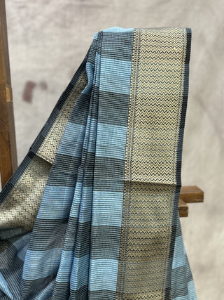 Blue Cotton Silk Maheshwari Saree - SRBCSMS197