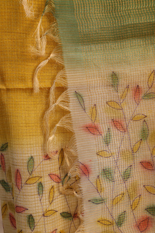 Mustard Yellow Tussar Silk Dress Material - SRMYTSDM27