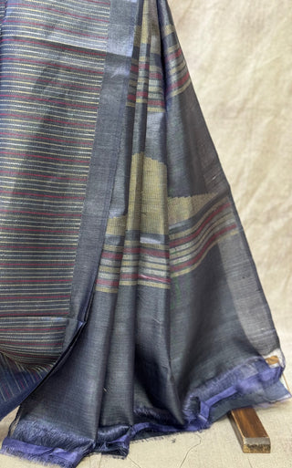 Dark Violet Tussar Silk Saree-SRDVTSS611