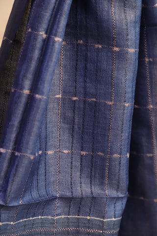 Teal Blue Tussar Silk Dress Material - SRTBTSDM42