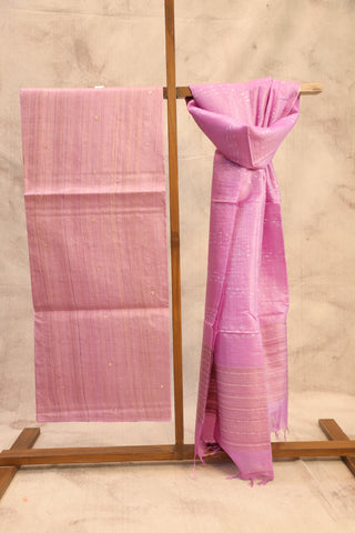 Mauve Pink Tussar Silk Dress Material - SRMPTSDM44