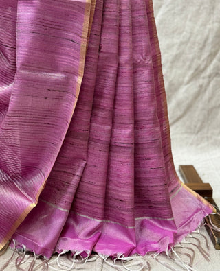 Pink Tussar Silk Saree - SRPTSS607