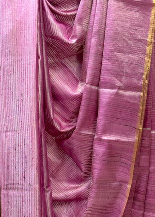 Pink Tussar Silk Saree - SRPTSS607