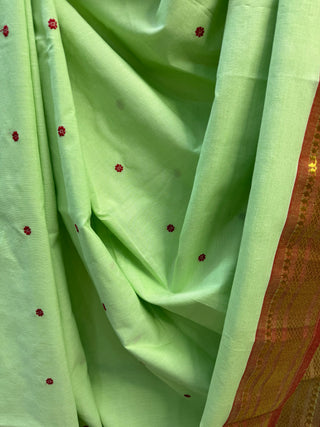 Pista Green Cotton Paithani Saree-SRPGCPS144