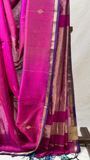 Two Tone Pink Maheshwari Saree - SRTTPMS695