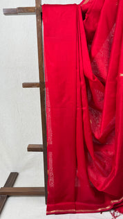 Red Maheshwari Saree - SRRMS697